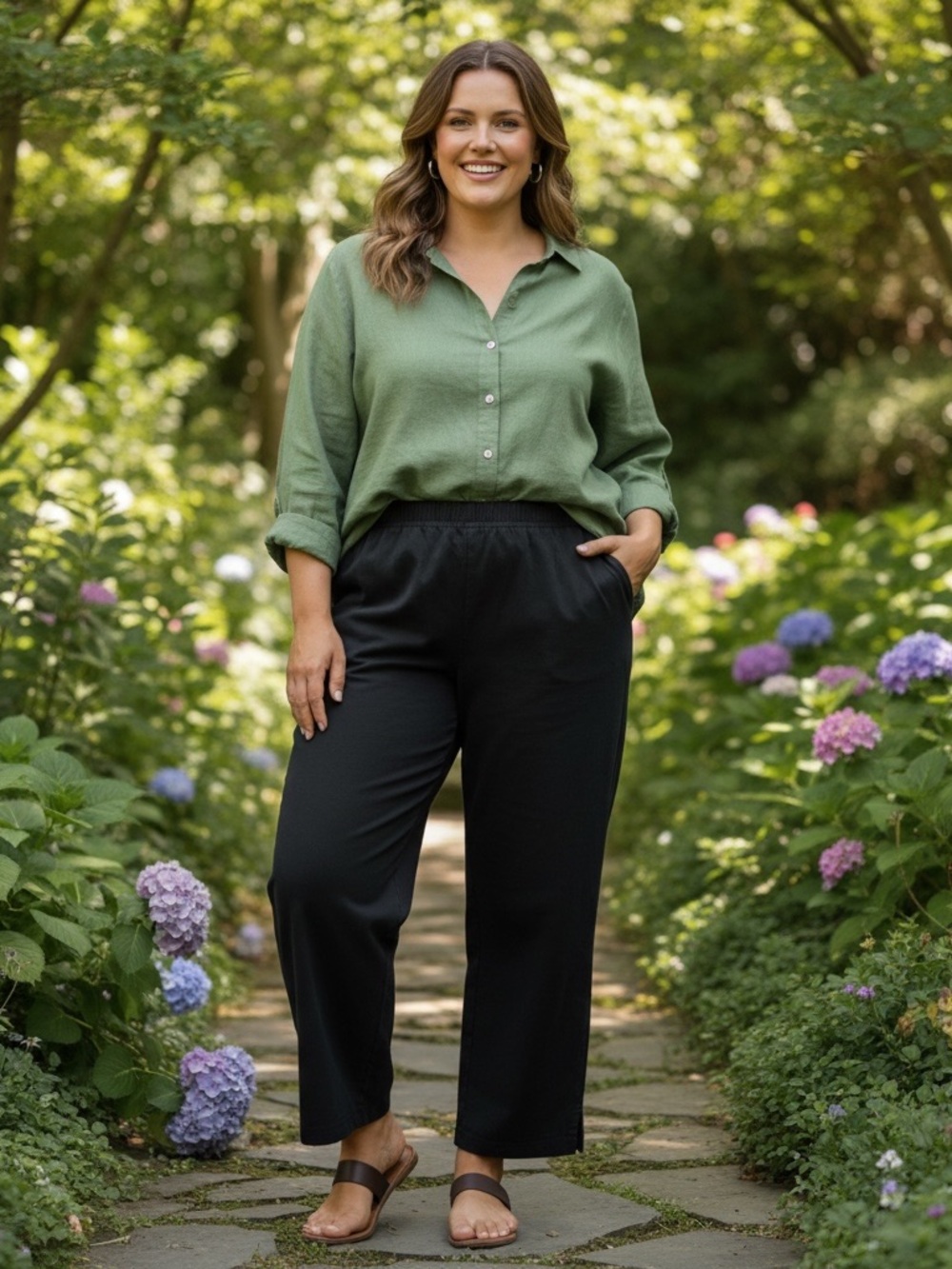Everyday Pull-On Wide Leg Pants - Black